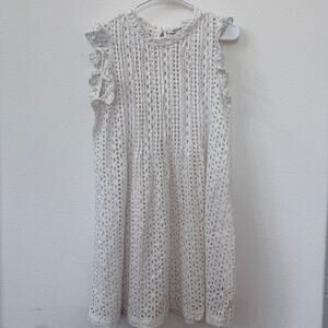 MADEWELL Eyelet Ruffle Cover-Up Dress White Cotton Size M Beach Cottagecore